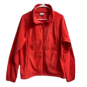Columbia Womens Orange/Melon Full-Zip‎ Fleece Jacket Zip-up Sz. XL EUC